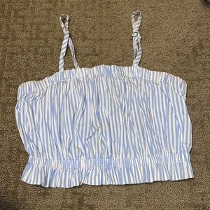 Blue and White Pinstriped Crop Tank